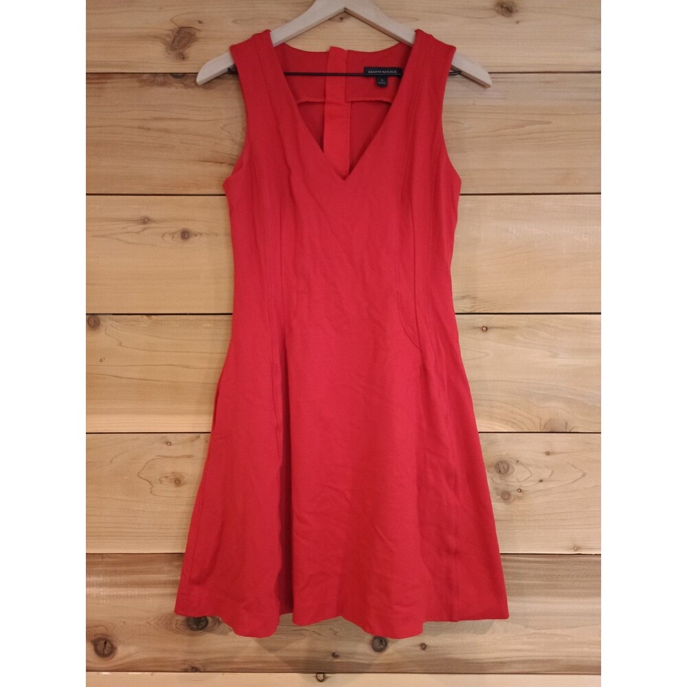 Banana Republic Red Ponte Fit-and-Flare Dress Sz 6 Patriotic